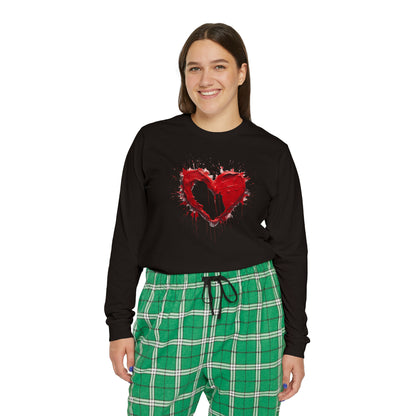 Paint Poured Heart  Women's Long Sleeve Pajama Set