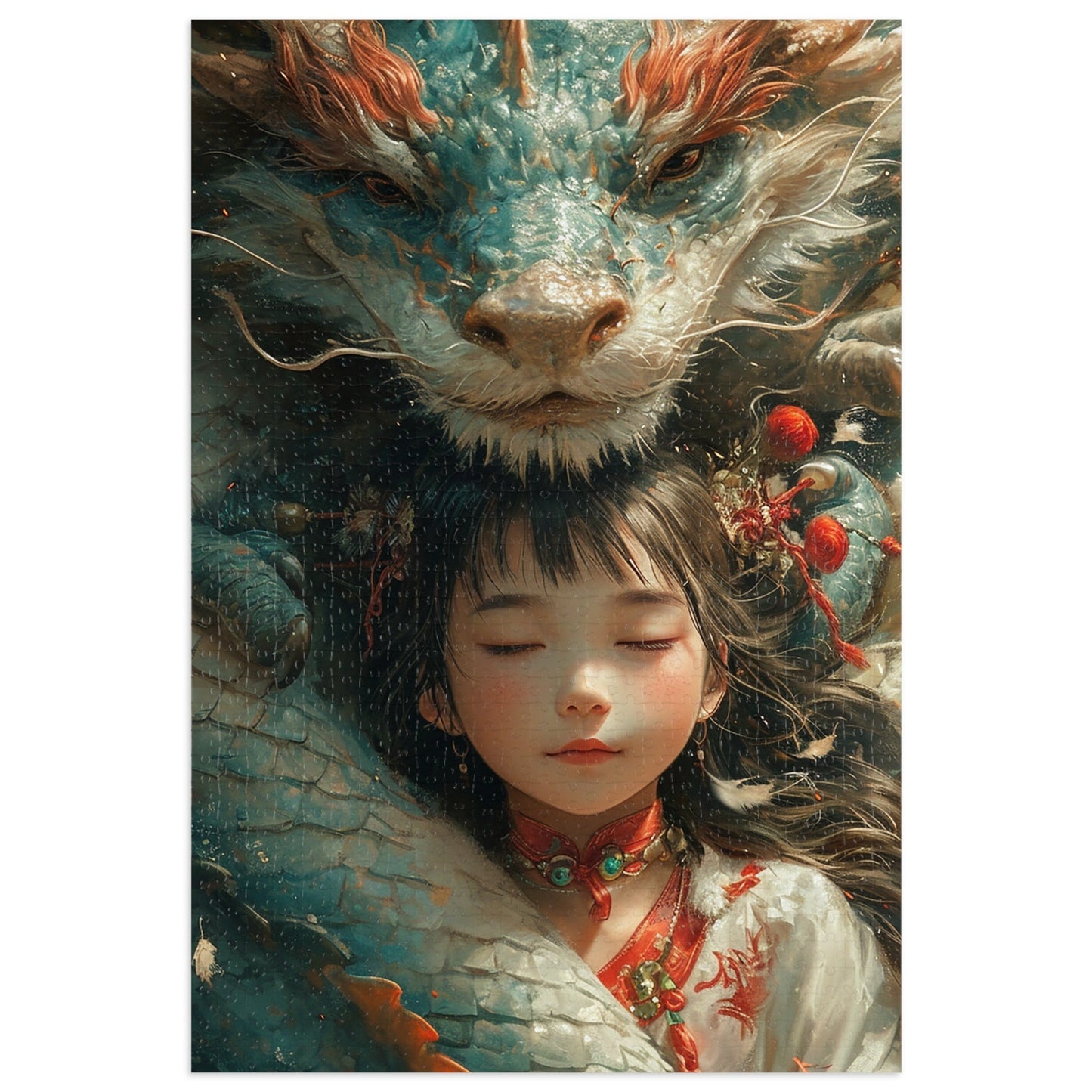 Anime A Girl and her Dragon  Jigsaw Puzzle (30, 110, 252, 500,1000-Piece)