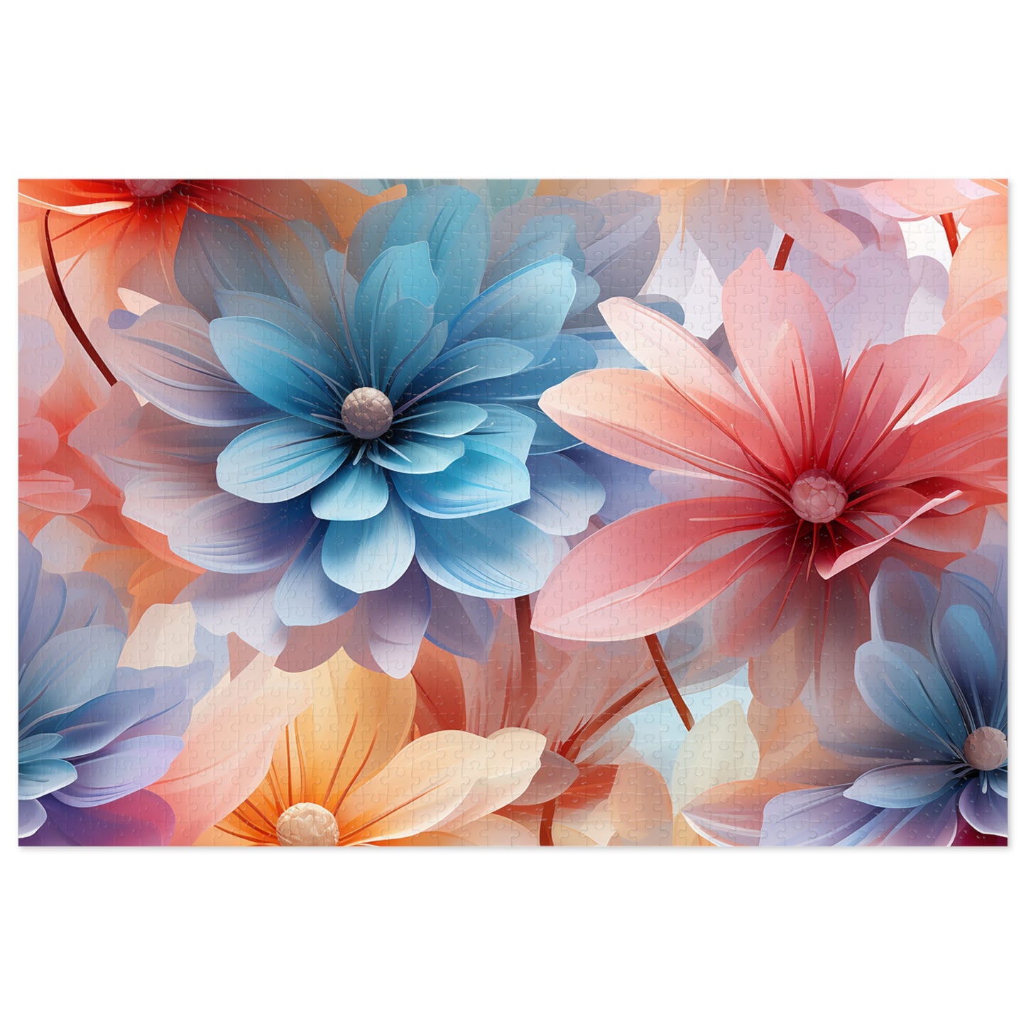 Pretty Pastel Flowers Jigsaw Puzzle (30, 110, 252, 500,1000-Piece)