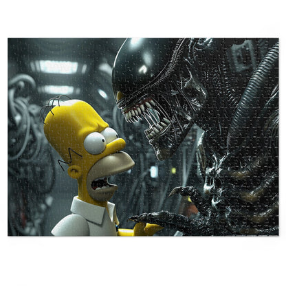 The Alien Meets Homer Jigsaw Puzzle (30, 110, 252, 500,1000-Piece)