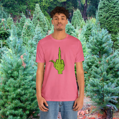 Grinch Middle Finger  Unisex Jersey Short Sleeve Tee