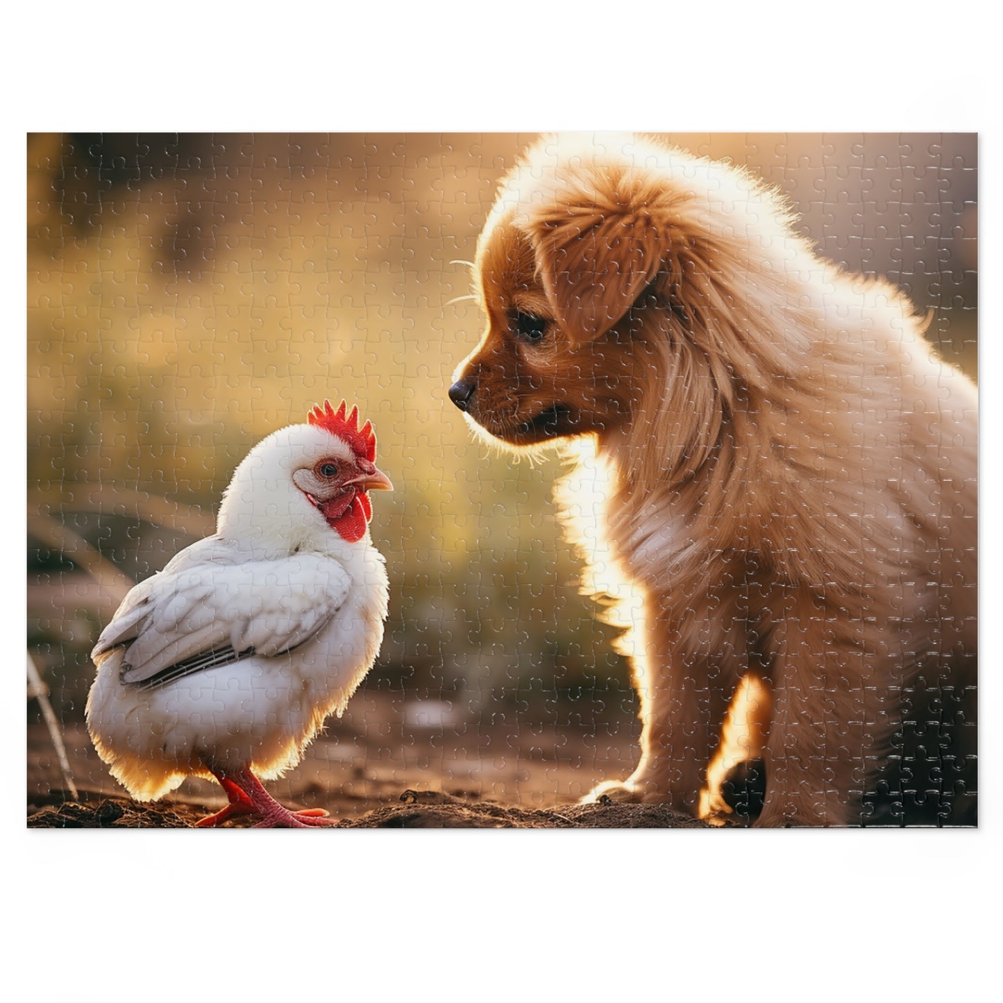 Baby Rooster and Puppy Jigsaw Puzzle (30, 110, 252, 500,1000-Piece)