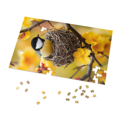 Yellow and Black Bird Nesting Jigsaw Puzzle (30, 110, 252, 500,1000-Piece)