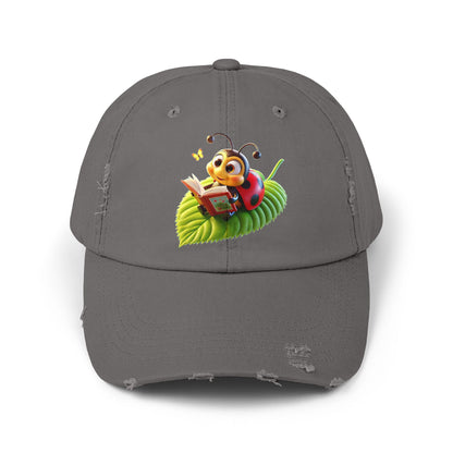 The Ladybug Reading Her Book   Distressed Cap - Unisex