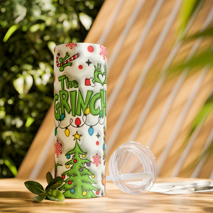 The Grinch Christmas Skinny Tumbler with Straw, 20oz