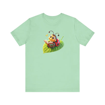 Reading Ladybug  Unisex Jersey Tee - Cute Insect Graphic Tee for Nature Lovers