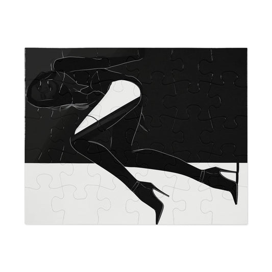 Black and White Female Fashion  Jigsaw Puzzle (30, 110, 252, 500,1000-Piece)