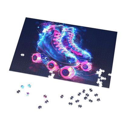 Pink and Blue Psychedelic Skates Jigsaw Puzzle (30, 110, 252, 500,1000-Piece)