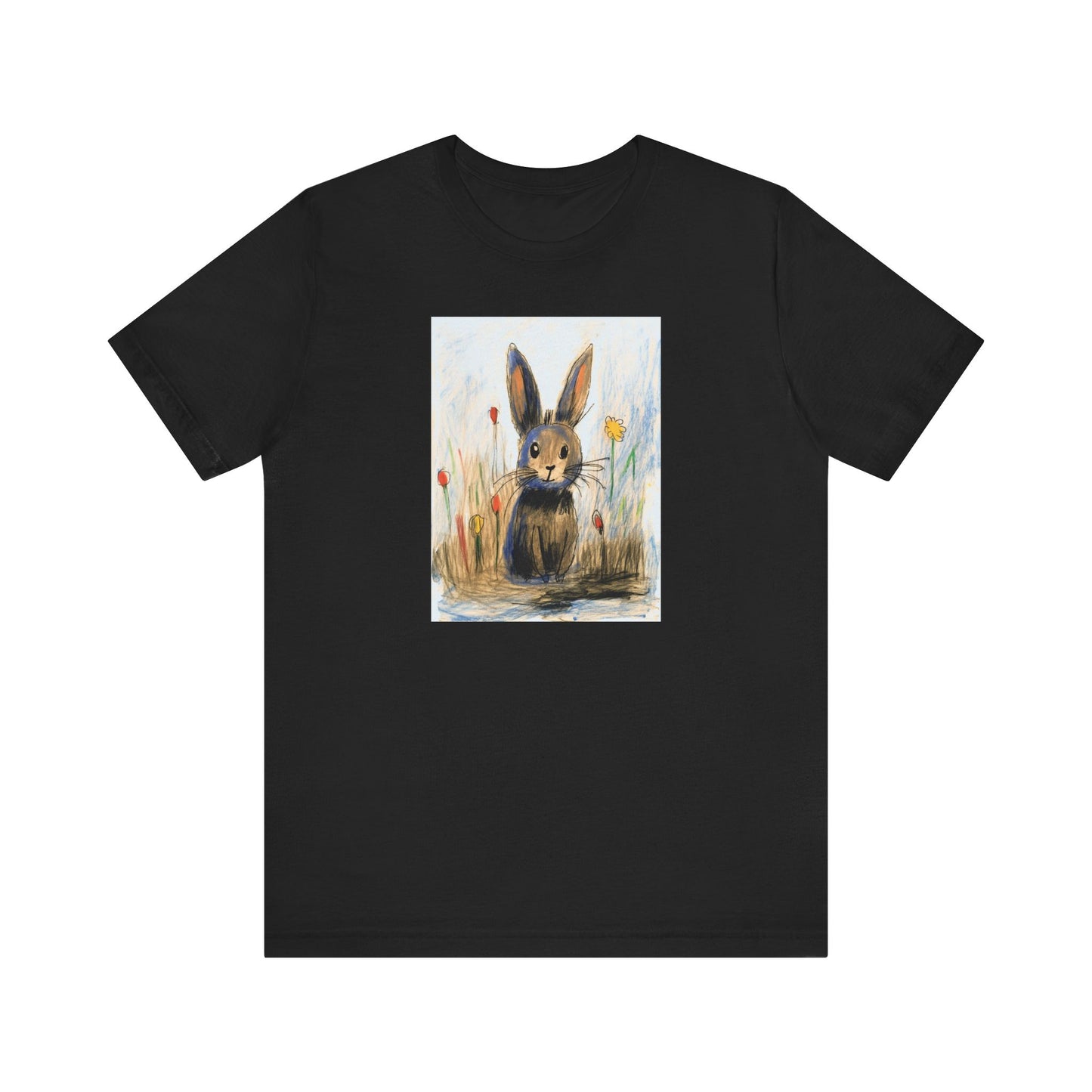 Child's Drawing of a Bunny Rabbit   Unisex Jersey Short Sleeve Tee