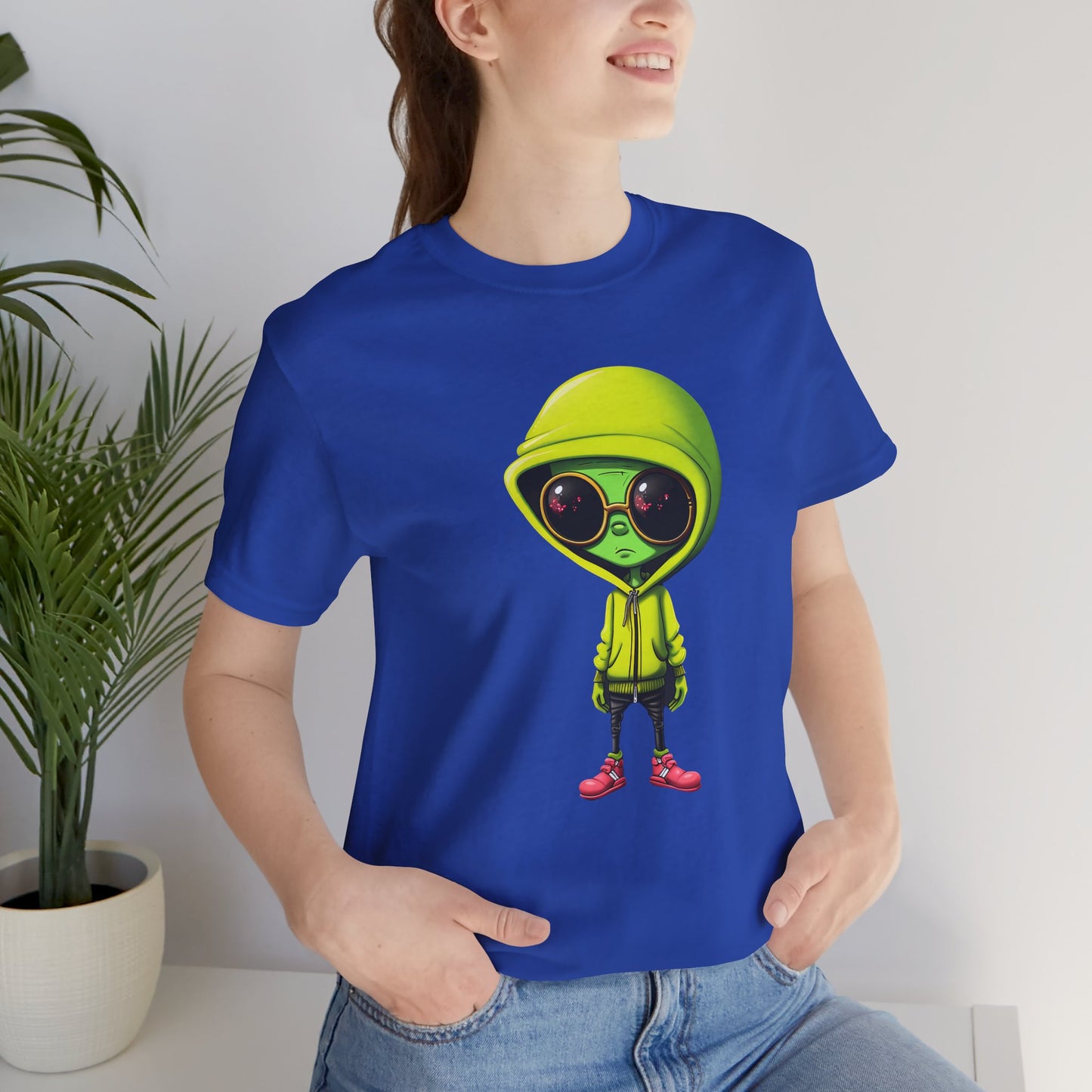 Hip Hop Alien with Grandma's Crew Personalized on Back   Unisex Jersey Short Sleeve Tee