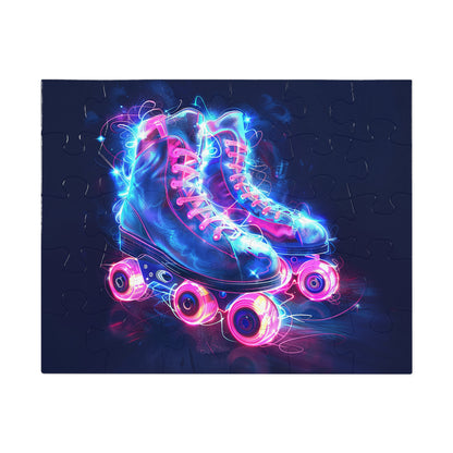 Pink and Blue Psychedelic Skates Jigsaw Puzzle (30, 110, 252, 500,1000-Piece)