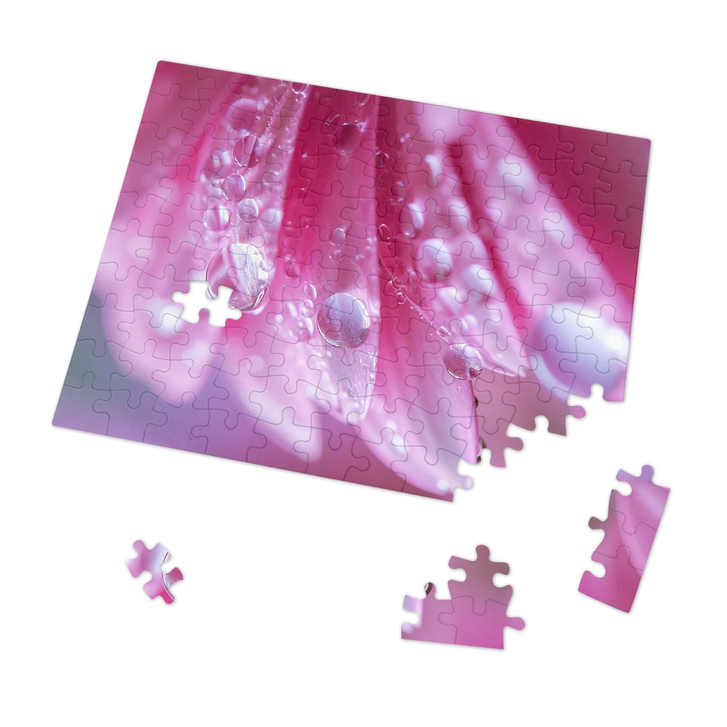 Pink Petals with Dew Drops  Jigsaw Puzzle (30, 110, 252, 500,1000-Piece)