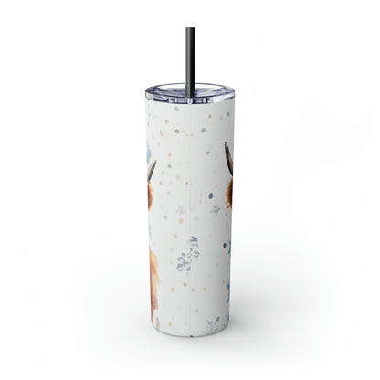 Christmas Cow  Skinny Tumbler with Straw, 20oz