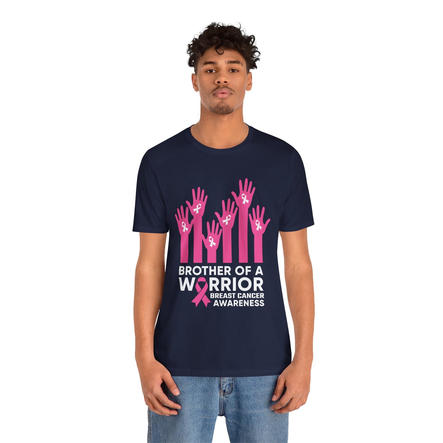 Brother of a Warrior Breast Cancer Awareness Jersey Short Sleeve Tee