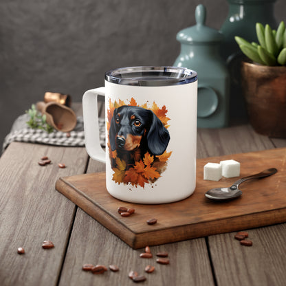 Dachshund Fall Insulated Coffee Mug, 10oz
