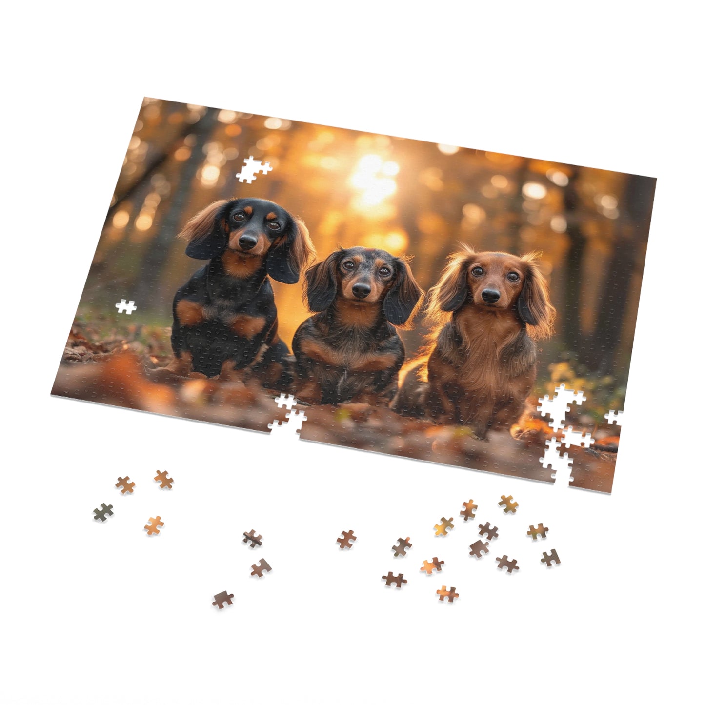 Three Dachshund Pups in Autumn Jigsaw Puzzle (30, 110, 252, 500,1000-Piece)