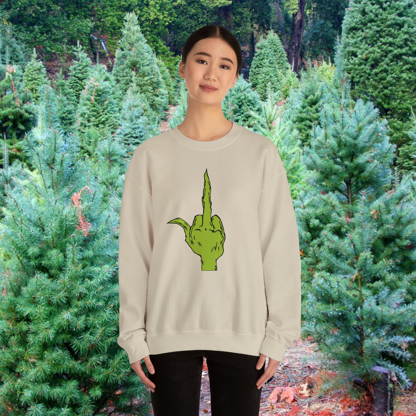 The Grinch Middle Finger!  Unisex Heavy Blend™ Crewneck Sweatshirt