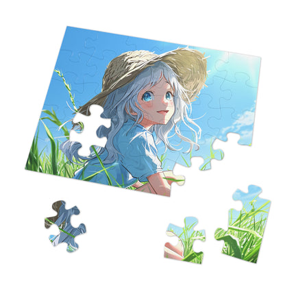 Anime Girl Sitting in a Field  Jigsaw Puzzle (30, 110, 252, 500,1000-Piece)