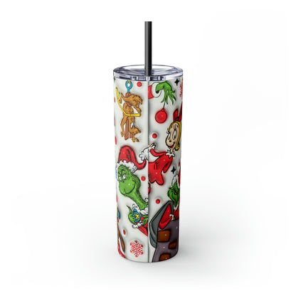 The Grinch Christmas Skinny Tumbler with Straw, 20oz