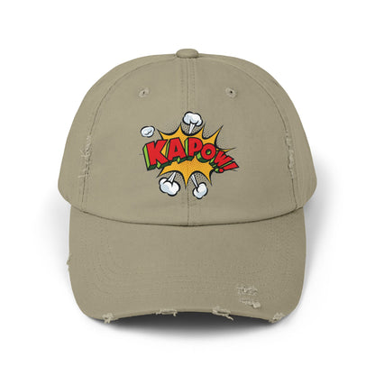 Unisex Distressed Cap - Comic Style 'KAPOW!' Graphic Hat for Bold Adventure Lovers