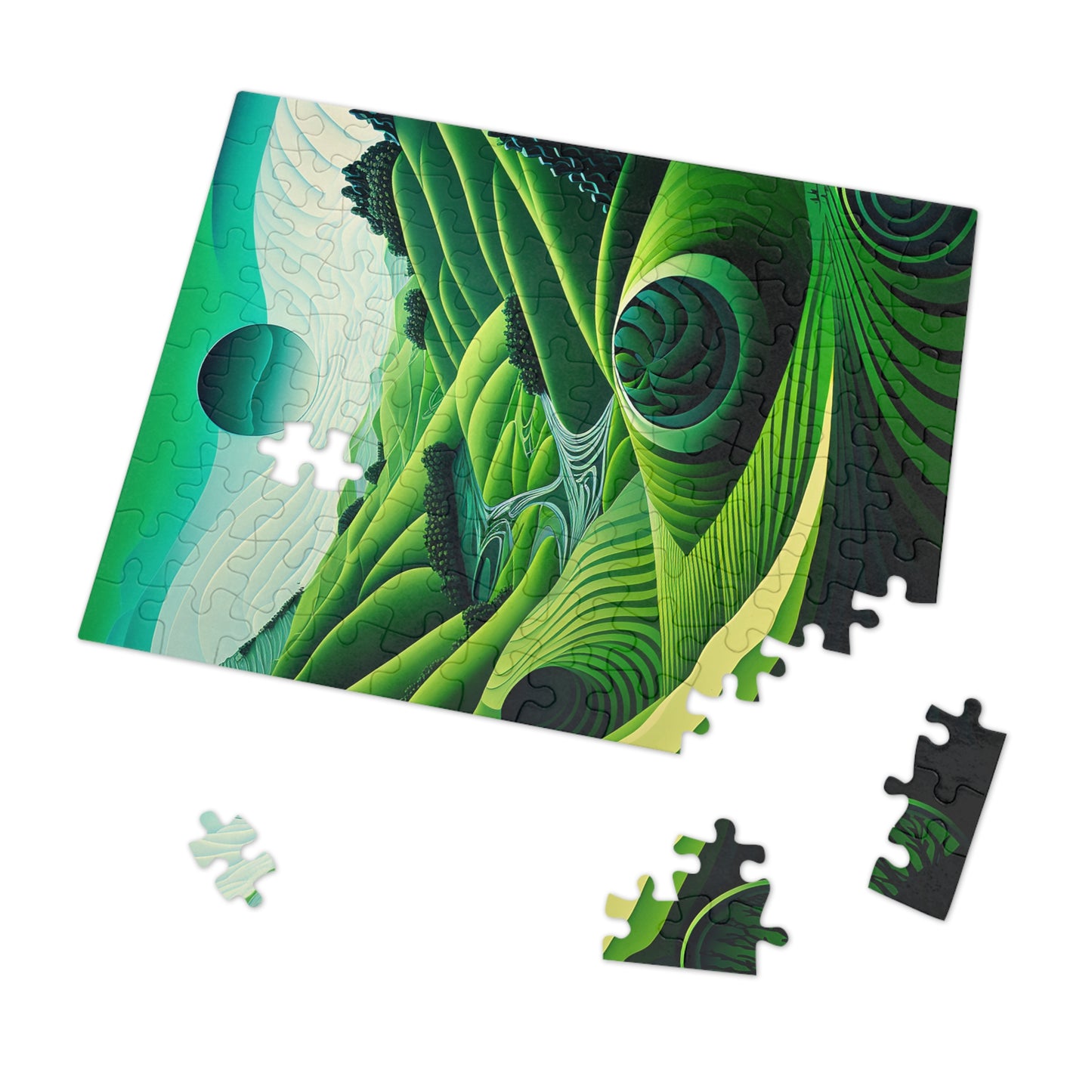 Abstract Green Rolling Fields Jigsaw Puzzle (30, 110, 252, 500,1000-Piece)