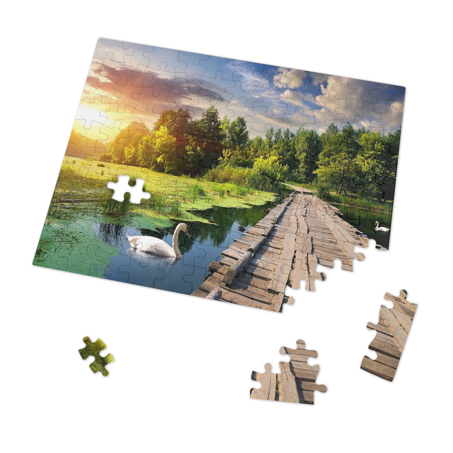 Sunset on Swan Lake  Jigsaw Puzzle (30, 110, 252, 500,1000-Piece)