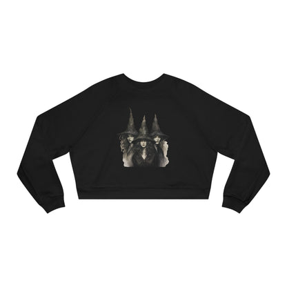 Classic Witch Picture, Halloween Top, Witch Sweatshirt, Women's Cropped Fleece Pullover