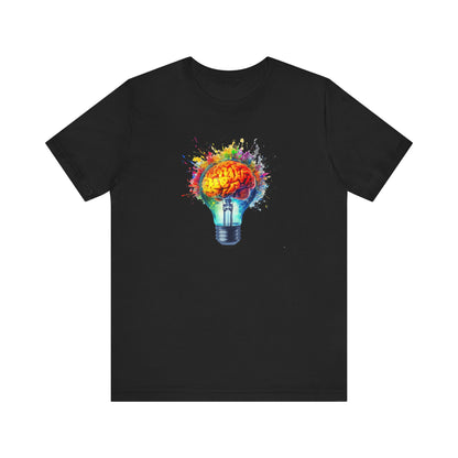 Light Bulb Moment- Unisex Jersey Short Sleeve Shirt with Colorful Idea Design