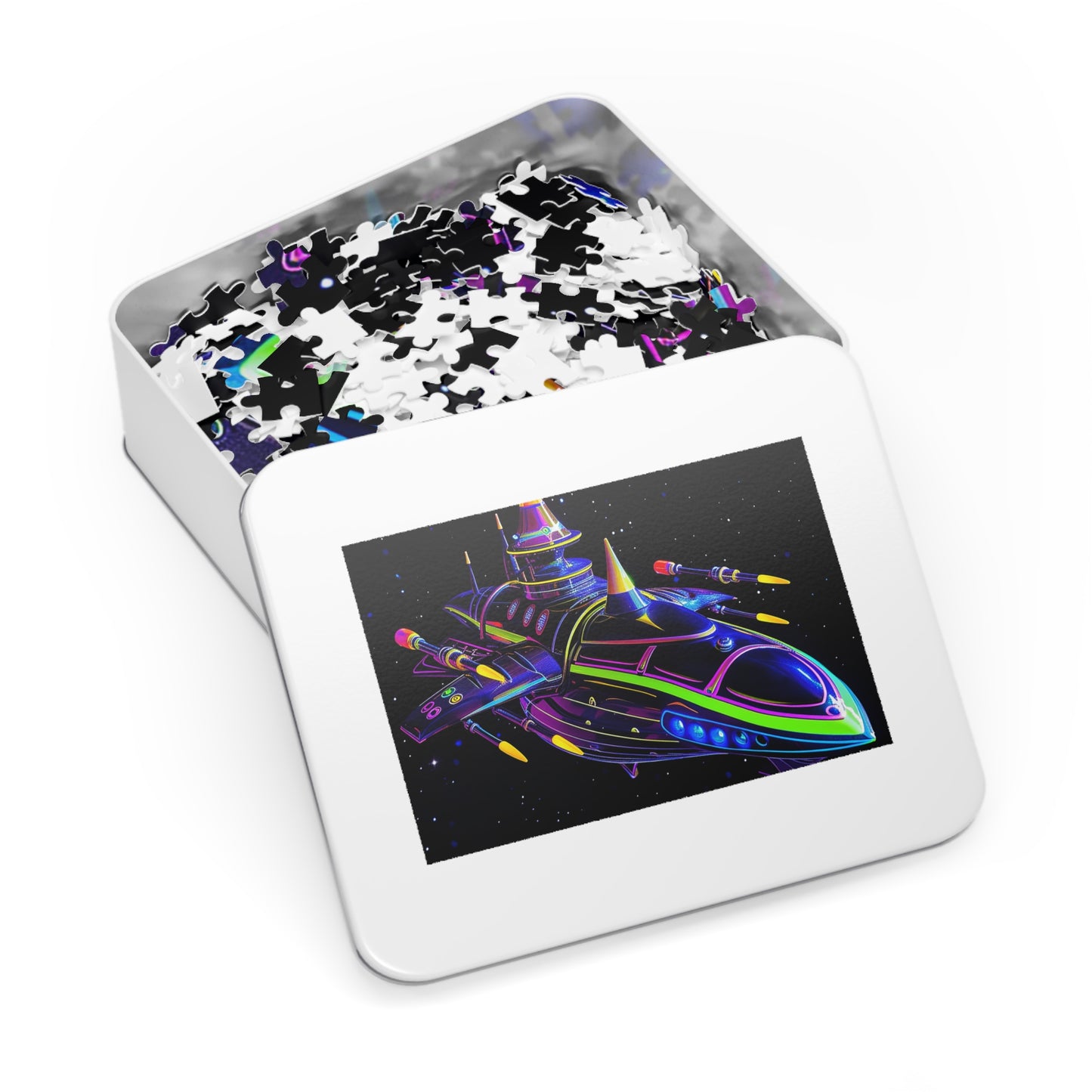 Neon Spaceship Jigsaw Puzzle (30, 110, 252, 500,1000-Piece)