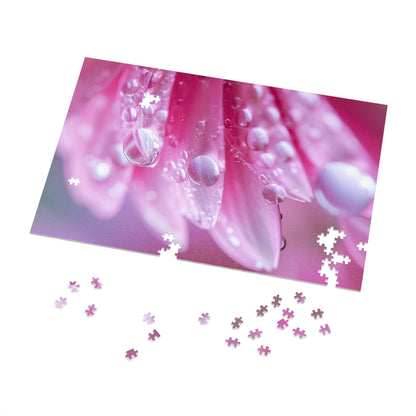 Pink Petals with Dew Drops  Jigsaw Puzzle (30, 110, 252, 500,1000-Piece)