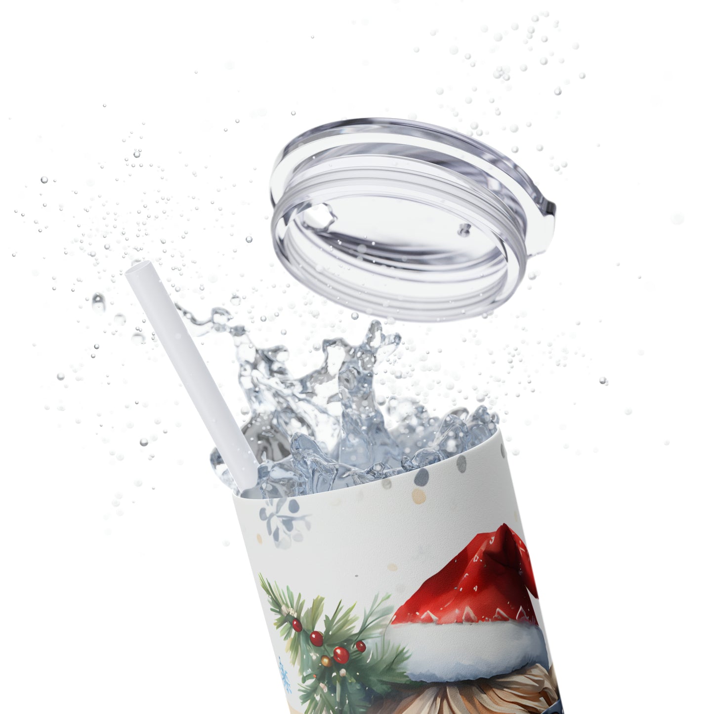 Christmas Cow  Skinny Tumbler with Straw, 20oz