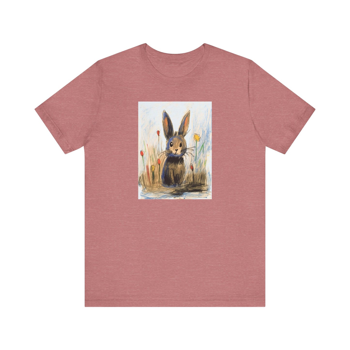 Child's Drawing of a Bunny Rabbit   Unisex Jersey Short Sleeve Tee