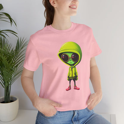 Hip Hop Alien with Grandma's Crew Personalized on Back   Unisex Jersey Short Sleeve Tee