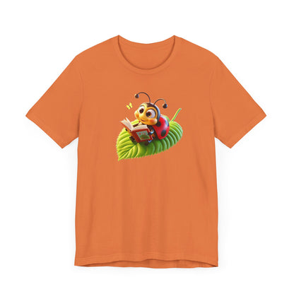 Reading Ladybug  Unisex Jersey Tee - Cute Insect Graphic Tee for Nature Lovers