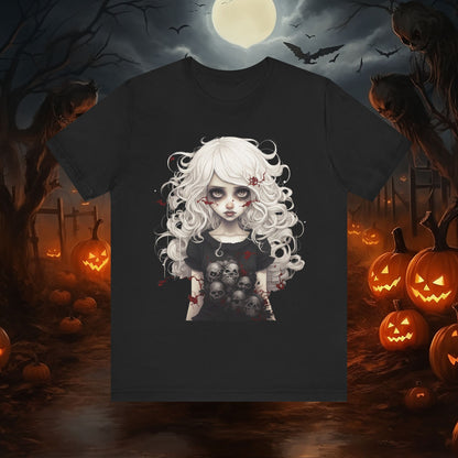 Creepy Doll Halloween Unisex Jersey Short Sleeve Tee