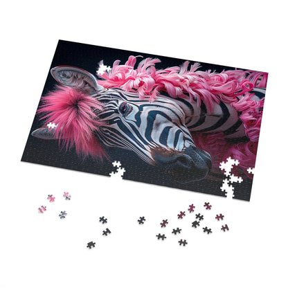 Zebra with Pink Boa Jigsaw Puzzle (30, 110, 252, 500,1000-Piece)