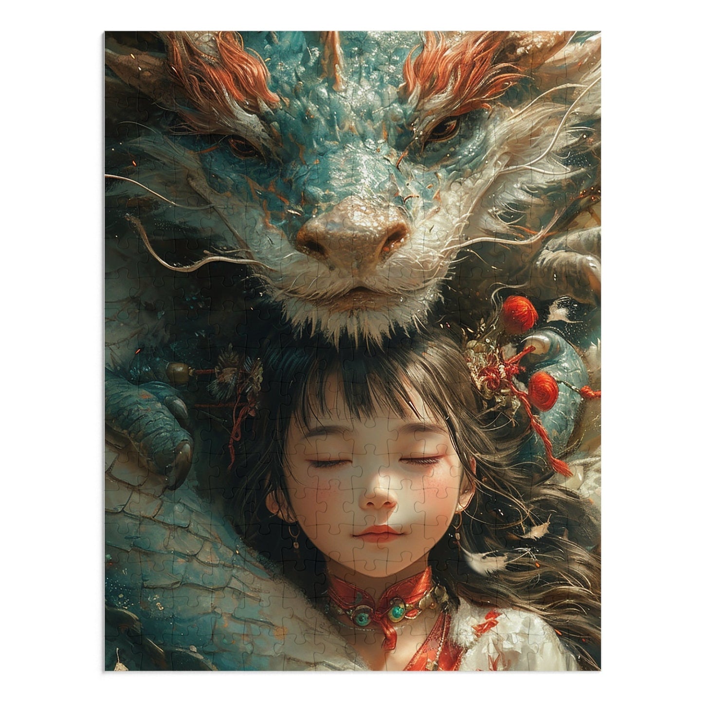 Anime A Girl and her Dragon  Jigsaw Puzzle (30, 110, 252, 500,1000-Piece)