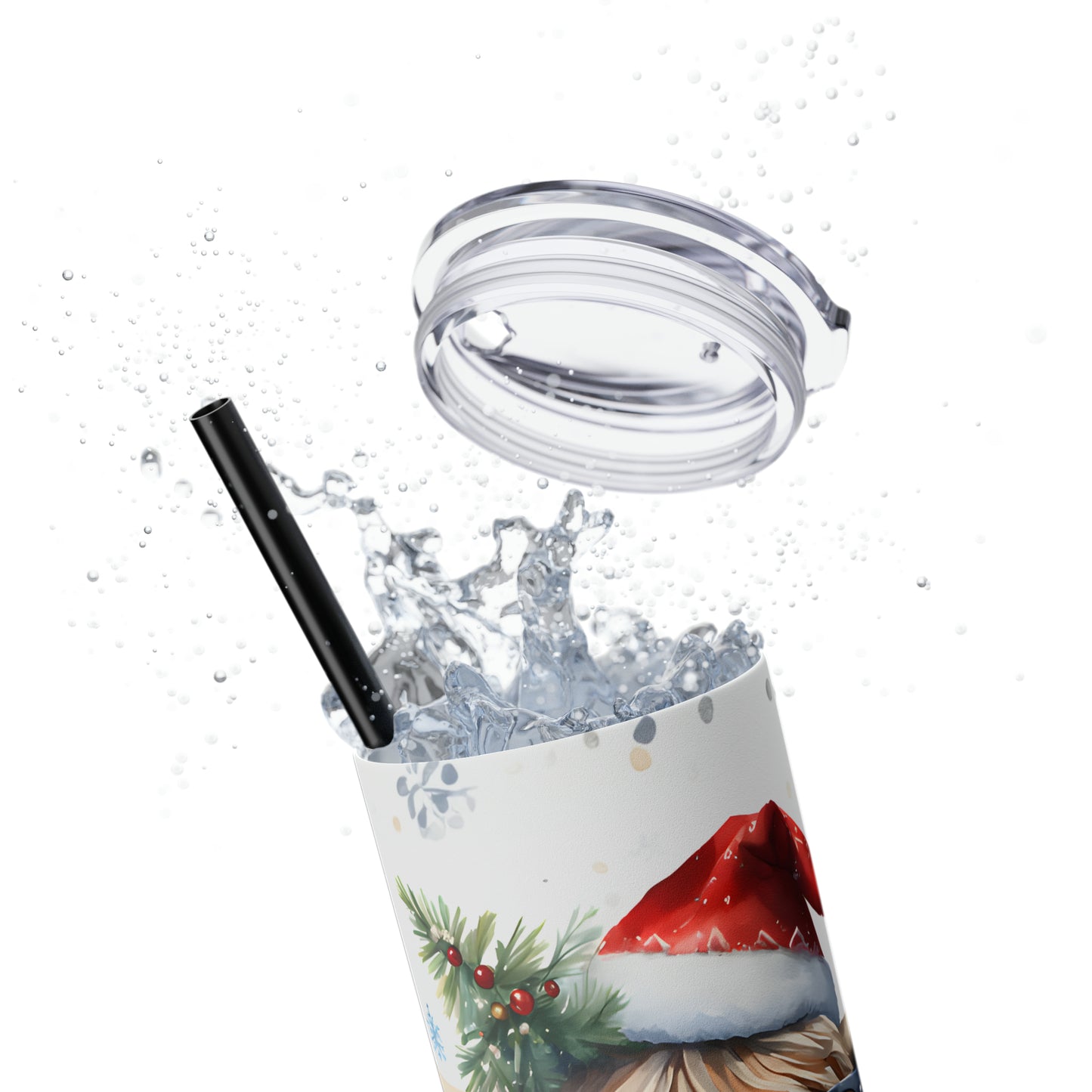 Christmas Cow  Skinny Tumbler with Straw, 20oz