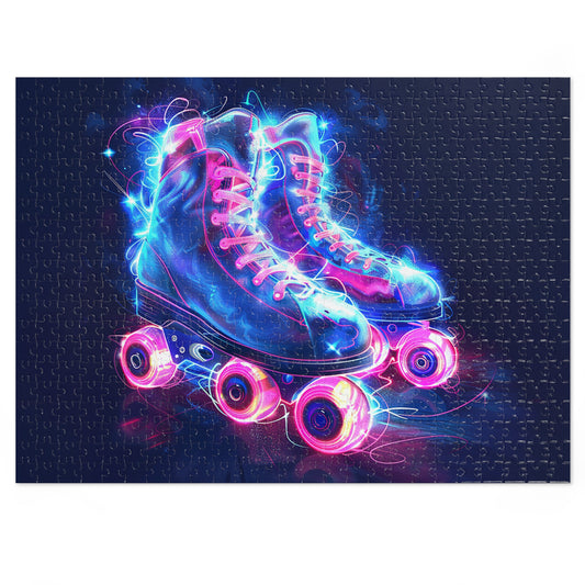Pink and Blue Psychedelic Skates Jigsaw Puzzle (30, 110, 252, 500,1000-Piece)