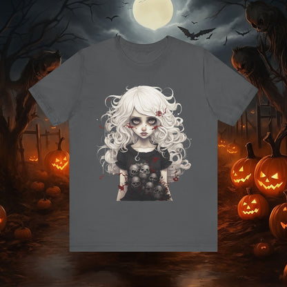 Creepy Doll Halloween Unisex Jersey Short Sleeve Tee