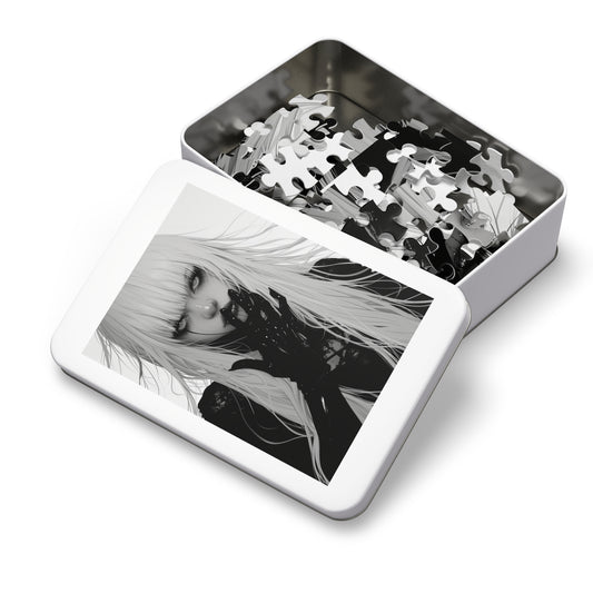 Black and White Anime Female  Jigsaw Puzzle (30, 110, 252, 500,1000-Piece)