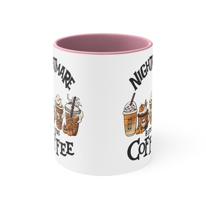 Nightmare Before Coffee Color Accent Coffee Mug, Coffee Lovers Coffee Cup