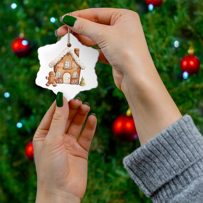 Gingerbread house Ceramic Ornament, 4 Shapes