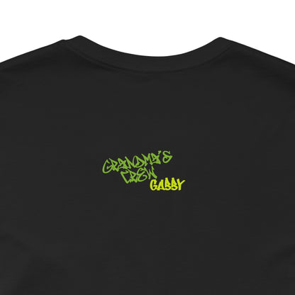 Hip Hop Alien with Grandma's Crew Personalized on Back   Unisex Jersey Short Sleeve Tee