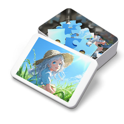 Anime Girl Sitting in a Field  Jigsaw Puzzle (30, 110, 252, 500,1000-Piece)