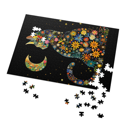 Flower Cat with the Night Sky Jigsaw Puzzle (30, 110, 252, 500,1000-Piece)