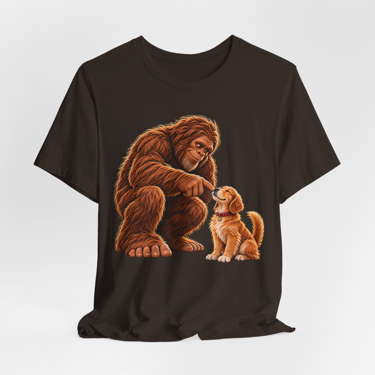 Bigfoot Boops a Dog  Unisex Jersey Short Sleeve Tee