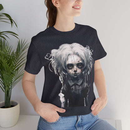 Creepy Doll Halloween Unisex Jersey Short Sleeve Tee