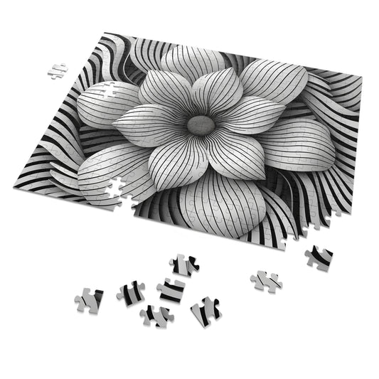 Black and White Flower Drawing  Jigsaw Puzzle (30, 110, 252, 500,1000-Piece)