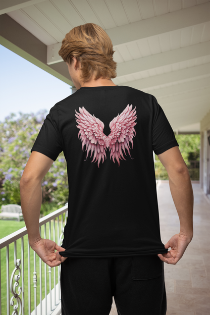 Angel Wings BACK PRINT Unisex Jersey Short Sleeve V-Neck Tee